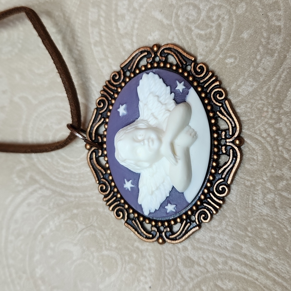 NEW! Purple cherub angel cameo, handmade